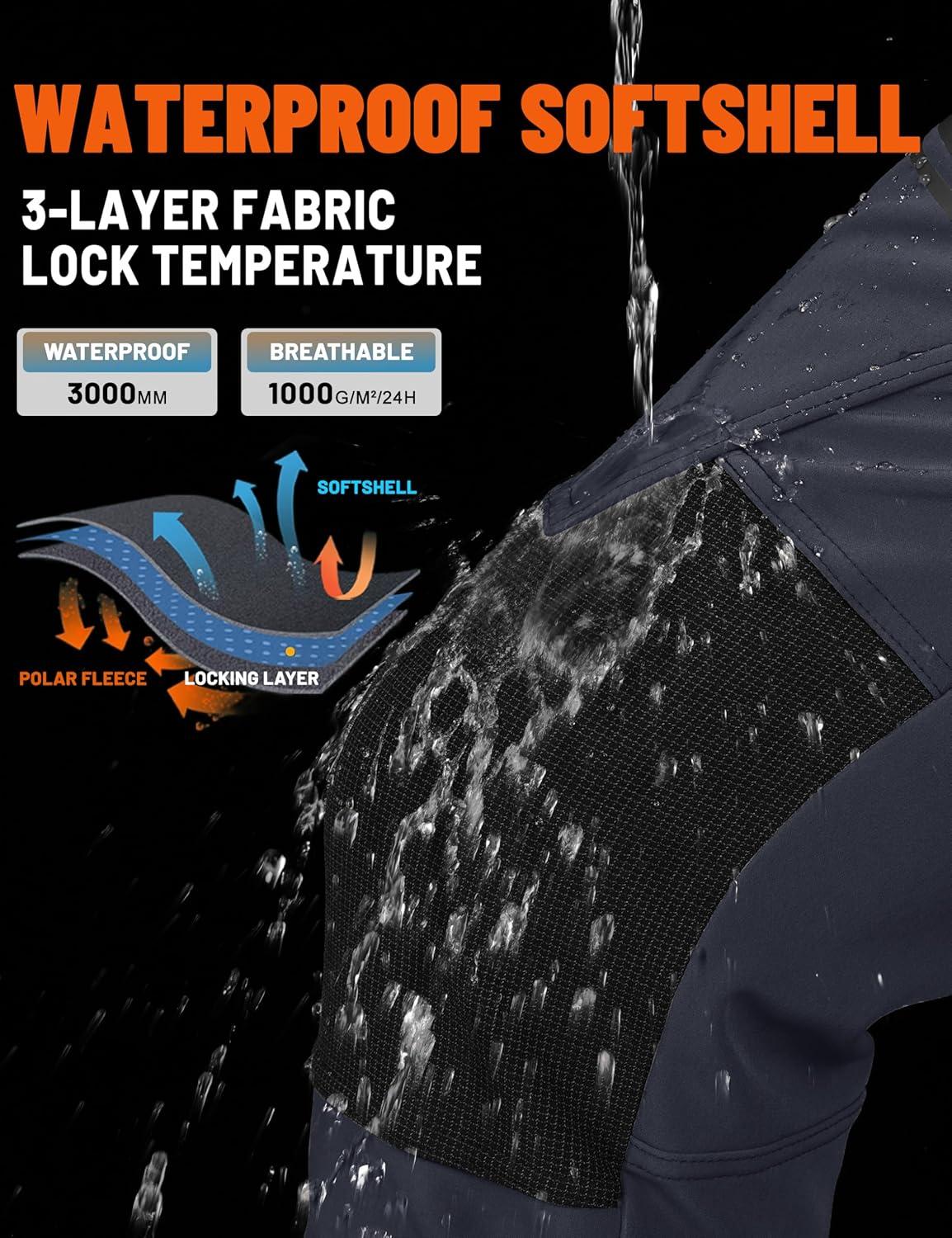 imageTACVASEN Mens Snow Ski Pants Winter Fleece Lined Pants for Mens Water Resistant Snowboarding HikingDark Gray