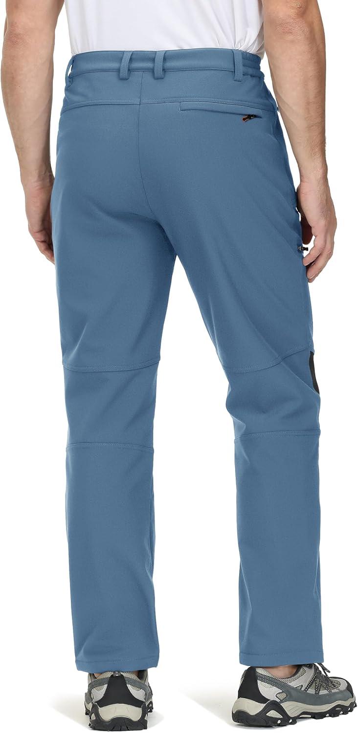 imageTACVASEN Mens Snow Ski Pants Winter Fleece Lined Pants for Mens Water Resistant Snowboarding HikingLight Blue