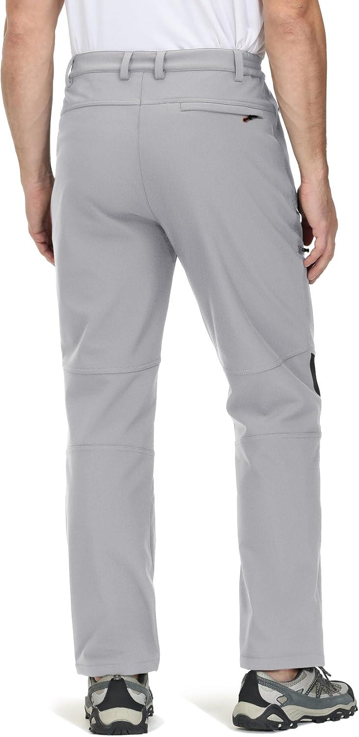 imageTACVASEN Mens Snow Ski Pants Winter Fleece Lined Pants for Mens Water Resistant Snowboarding HikingLight Gray