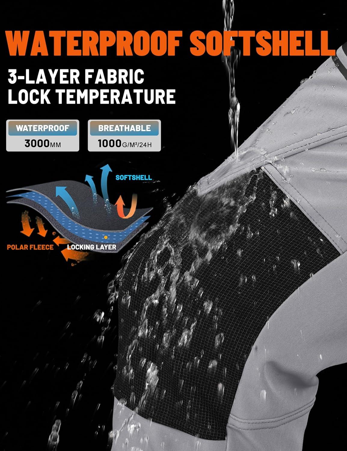 imageTACVASEN Mens Snow Ski Pants Winter Fleece Lined Pants for Mens Water Resistant Snowboarding HikingLight Gray