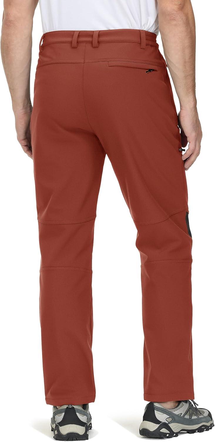 imageTACVASEN Mens Snow Ski Pants Winter Fleece Lined Pants for Mens Water Resistant Snowboarding HikingOrange Red