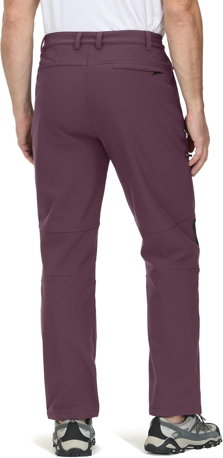 imageTACVASEN Mens Snow Ski Pants Winter Fleece Lined Pants for Mens Water Resistant Snowboarding HikingPurple Red