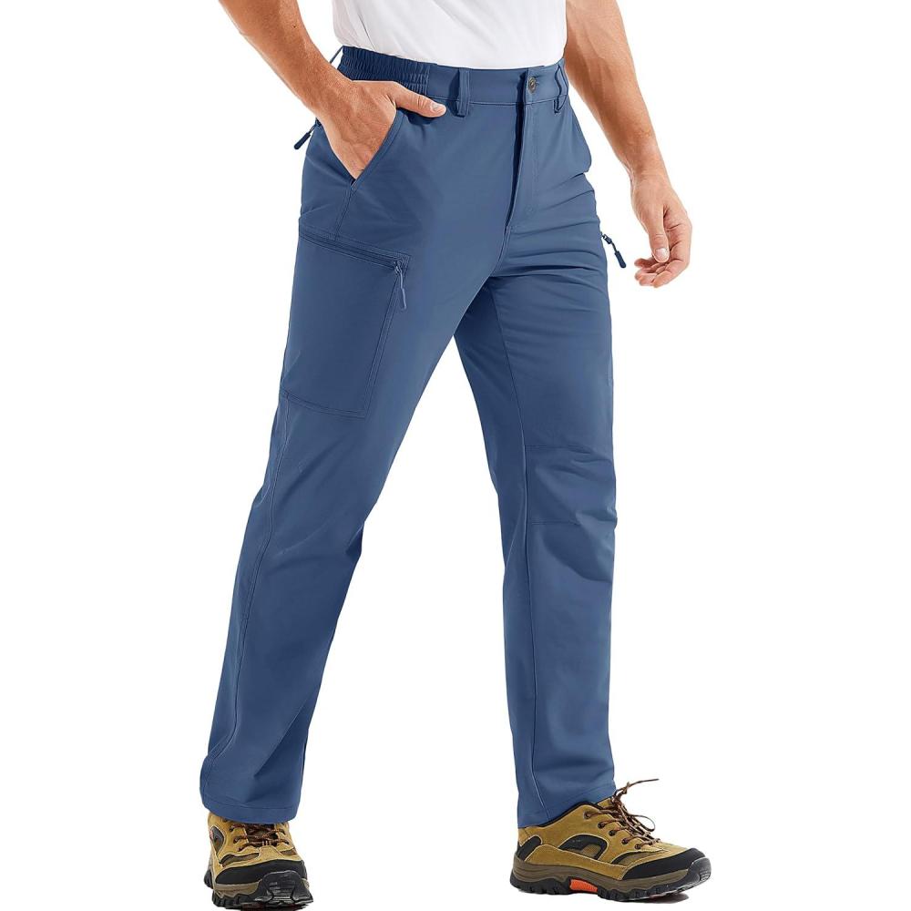 imageTACVASEN Mens Hiking Cargo Pants with 6 Pockets Lightweight Water Resistant Quick Dry Travel Pants for Men Work OutdoorBlue Grey