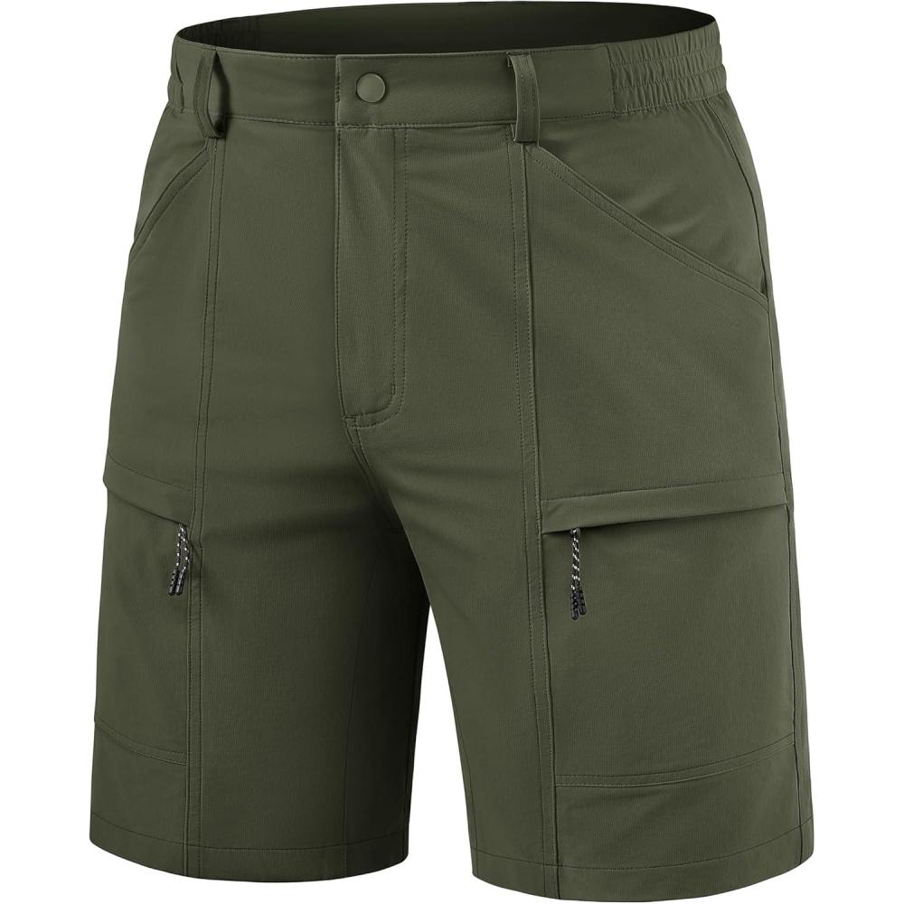 imageTACVASEN Mens Hiking Cargo Shorts 10quot Quick Dry Lightweight Casual Golf Work Shorts with Zipper Pocket Summer OutdoorArmy Green