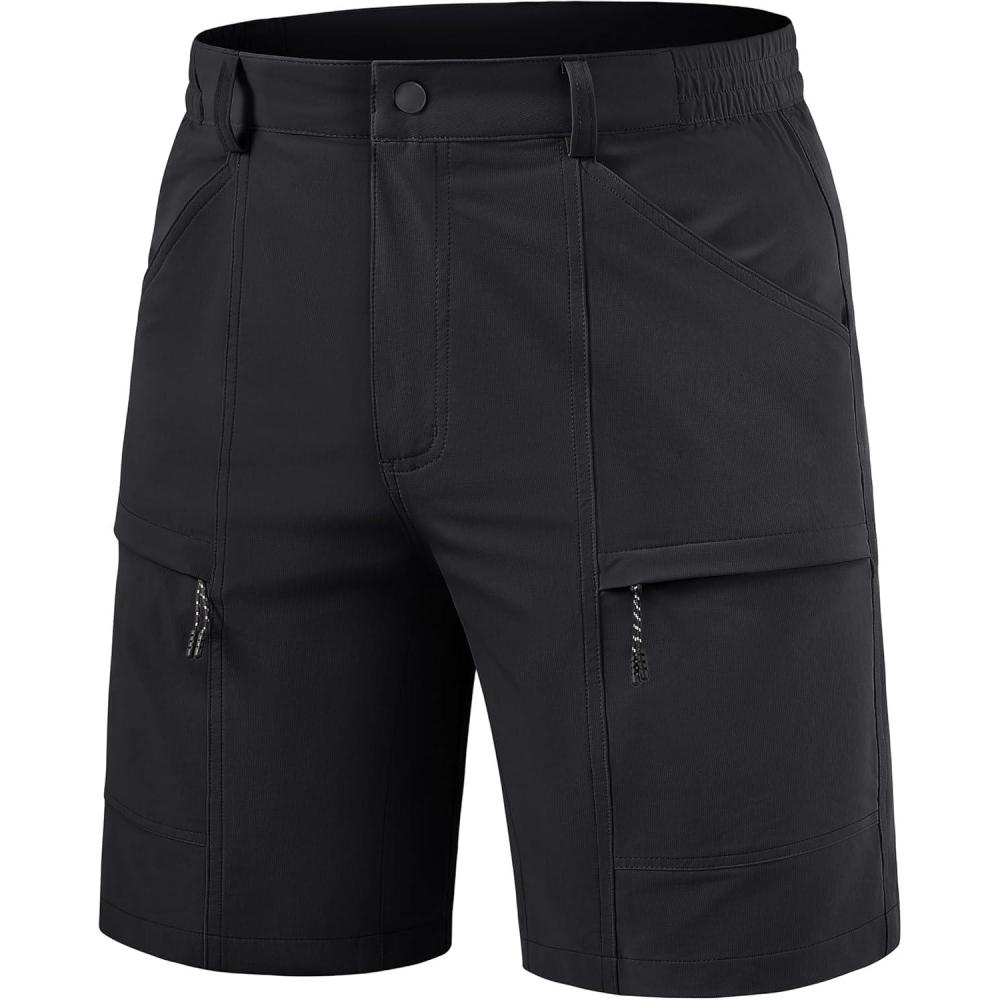 imageTACVASEN Mens Hiking Cargo Shorts 10quot Quick Dry Lightweight Casual Golf Work Shorts with Zipper Pocket Summer OutdoorBlack
