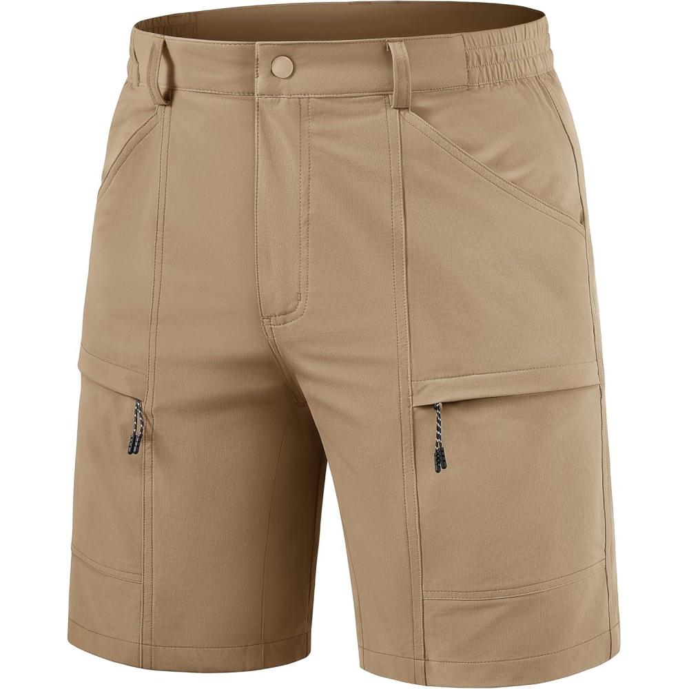 imageTACVASEN Mens Hiking Cargo Shorts 10quot Quick Dry Lightweight Casual Golf Work Shorts with Zipper Pocket Summer OutdoorKhaki