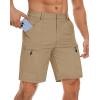 imageTACVASEN Mens Hiking Cargo Shorts 10quot Quick Dry Lightweight Casual Golf Work Shorts with Zipper Pocket Summer OutdoorKhaki