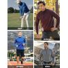 imageTACVASEN Mens Quarter Zip Pullover Fleece Lined Thermal Long Sleeve Golf Shirt 14 Zip Warm Winter SweatshirtsColor Blue