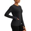 imageTACVASEN Sun Shirt Women Long Sleeve Athletic Yoga UPF 50 Tops with Thumb Holes Quick Dry UV Protection Running ShirtsBlack