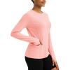imageTACVASEN Sun Shirt Women Long Sleeve Athletic Yoga UPF 50 Tops with Thumb Holes Quick Dry UV Protection Running ShirtsLightpink