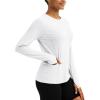 imageTACVASEN Sun Shirt Women Long Sleeve Athletic Yoga UPF 50 Tops with Thumb Holes Quick Dry UV Protection Running ShirtsWhite