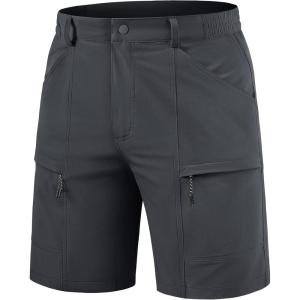 imageTACVASEN Mens Hiking Cargo Shorts 10quot Quick Dry Lightweight Casual Golf Work Shorts with Zipper Pocket Summer OutdoorDark Grey