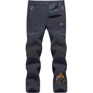 imageTACVASEN Mens Snow Ski Pants Winter Fleece Lined Pants for Mens Water Resistant Snowboarding HikingDark Gray