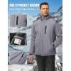imageTACVASEN Mens Winter Jacket Waterproof Ski Coat Warm Fleece Lined Windproof Snowboard Jacket with 4 Pockets HikingLight Grey