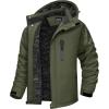 imageTACVASEN Mens Winter Jacket Waterproof Ski Coat Warm Fleece Lined Windproof Snowboard Jacket with 4 Pockets HikingArmy Green