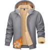 imageTACVASEN Mens Zip Up Sherpa Lined Hoodies Thick Fleece Heavyweight Jacket Windproof Thermal Zipper SweatshirtLight Grey