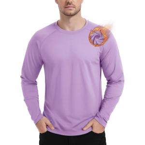 imageTACVASEN Mens Thermal Shirt Long Sleeve Fleece Lined Base Layer Lightweight Athletic Undershirt Winter Tops Workout10 Purple