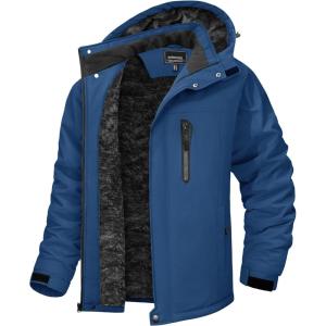 imageTACVASEN Mens Winter Jacket Waterproof Ski Coat Warm Fleece Lined Windproof Snowboard Jacket with 4 Pockets HikingDenim Blue