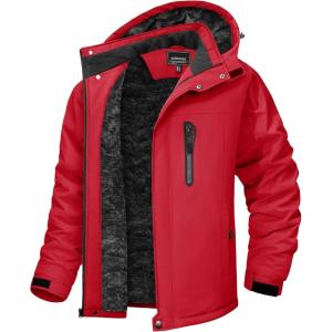 imageTACVASEN Mens Winter Jacket Waterproof Ski Coat Warm Fleece Lined Windproof Snowboard Jacket with 4 Pockets HikingRed