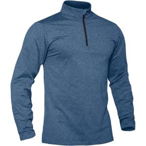 imageTACVASEN Mens Quarter Zip Pullover Long Sleeve Golf Sweatshirts 14 Zip Sweaters Winter Fleece Lined Thermal ShirtBlue Grey