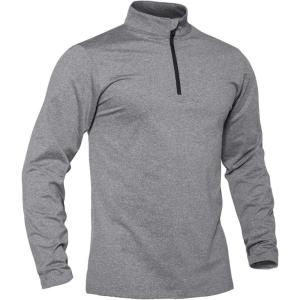 imageTACVASEN Mens Quarter Zip Pullover Long Sleeve Golf Sweatshirts 14 Zip Sweaters Winter Fleece Lined Thermal ShirtLight Grey