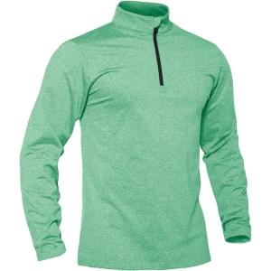 imageTACVASEN Mens Quarter Zip Pullover Long Sleeve Golf Sweatshirts 14 Zip Sweaters Winter Fleece Lined Thermal ShirtMint Green