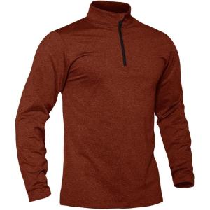 imageTACVASEN Mens Quarter Zip Pullover Long Sleeve Golf Sweatshirts 14 Zip Sweaters Winter Fleece Lined Thermal ShirtOrange
