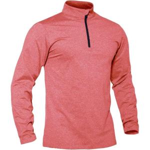 imageTACVASEN Mens Quarter Zip Pullover Long Sleeve Golf Sweatshirts 14 Zip Sweaters Winter Fleece Lined Thermal ShirtPink