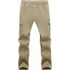 imageTACVASEN Mens Winter Hiking Pants Fleece Lined Cargo Tactical Work Softshell Snow Ski Waterproof Pants with PocketsKhaki