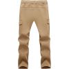 imageTACVASEN Mens Winter Hiking Pants Fleece Lined Cargo Tactical Work Softshell Snow Ski Waterproof Pants with PocketsSand