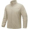 imageTACVASEN Mens Fleece Jacket Full Zip Winter Lightweight Tactical Jackets Outdoor Hiking Coats with PocketsBeige