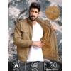 imageTACVASEN Mens Winter Jacket Fleece Lined Military Jacket Cargo Windbreaker Zip Front Stand Collar Coat with Multi Pockets02 Khaki
