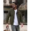 imageTACVASEN Mens Winter Jacket Fleece Lined Military Jacket Cargo Windbreaker Zip Front Stand Collar Coat with Multi Pockets9931 Green