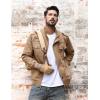 imageTACVASEN Mens Winter Jacket Fleece Lined Military Jacket Cargo Windbreaker Zip Front Stand Collar Coat with Multi Pockets9931 Khaki