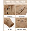 imageTACVASEN Mens Winter Jacket Fleece Lined Military Jacket Cargo Windbreaker Zip Front Stand Collar Coat with Multi Pockets9931 Khaki