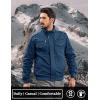 imageTACVASEN Mens Winter Jacket Fleece Lined Military Jacket Cargo Windbreaker Zip Front Stand Collar Coat with Multi PocketsDenim Blue