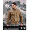 imageTACVASEN Mens Winter Jacket Fleece Lined Military Jacket Cargo Windbreaker Zip Front Stand Collar Coat with Multi PocketsKhaki