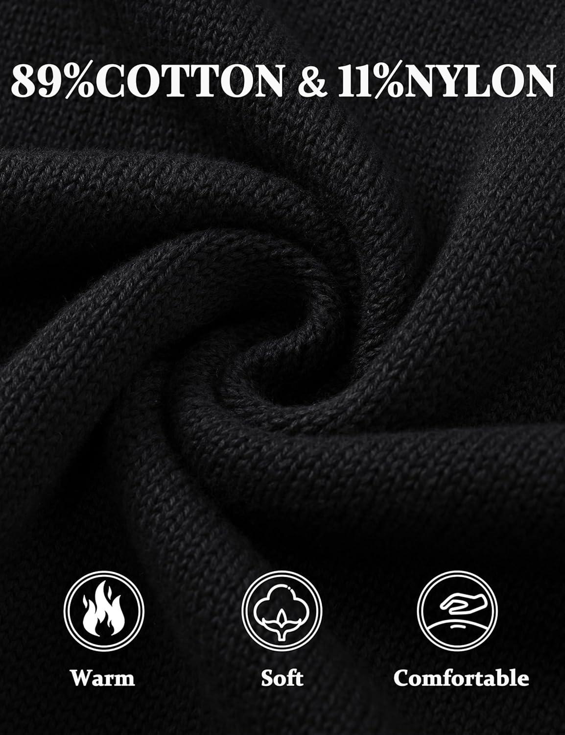 imageTACVASEN Mens 14 Zip Sweaters Cotton Casual Pullover Sweaters Knit Fall Winter Sweatshirts01 Black