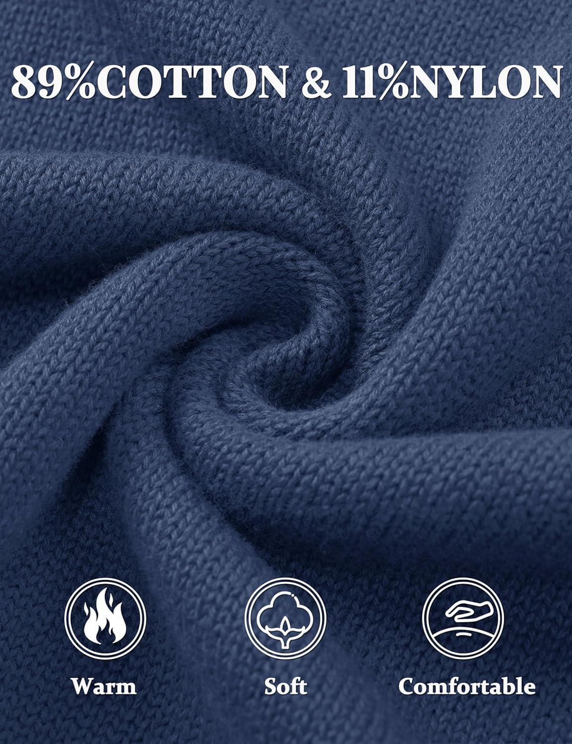 imageTACVASEN Mens 14 Zip Sweaters Cotton Casual Pullover Sweaters Knit Fall Winter Sweatshirts02 Denim Blue