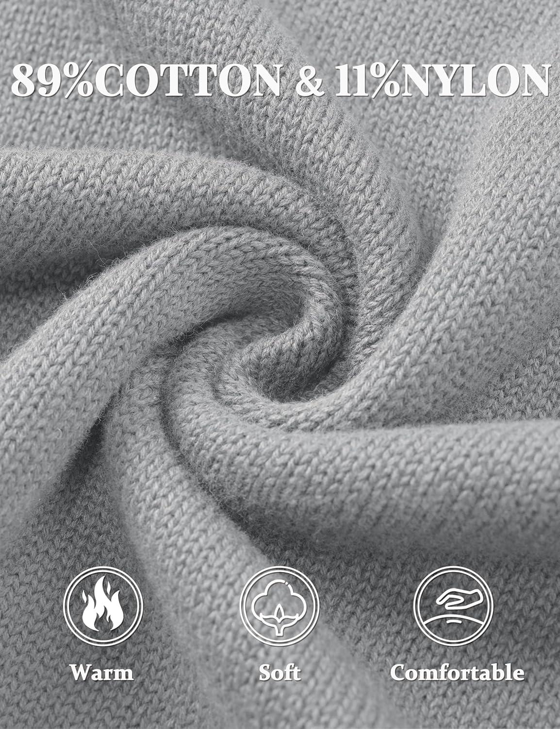 imageTACVASEN Mens 14 Zip Sweaters Cotton Casual Pullover Sweaters Knit Fall Winter Sweatshirts04 Light Grey