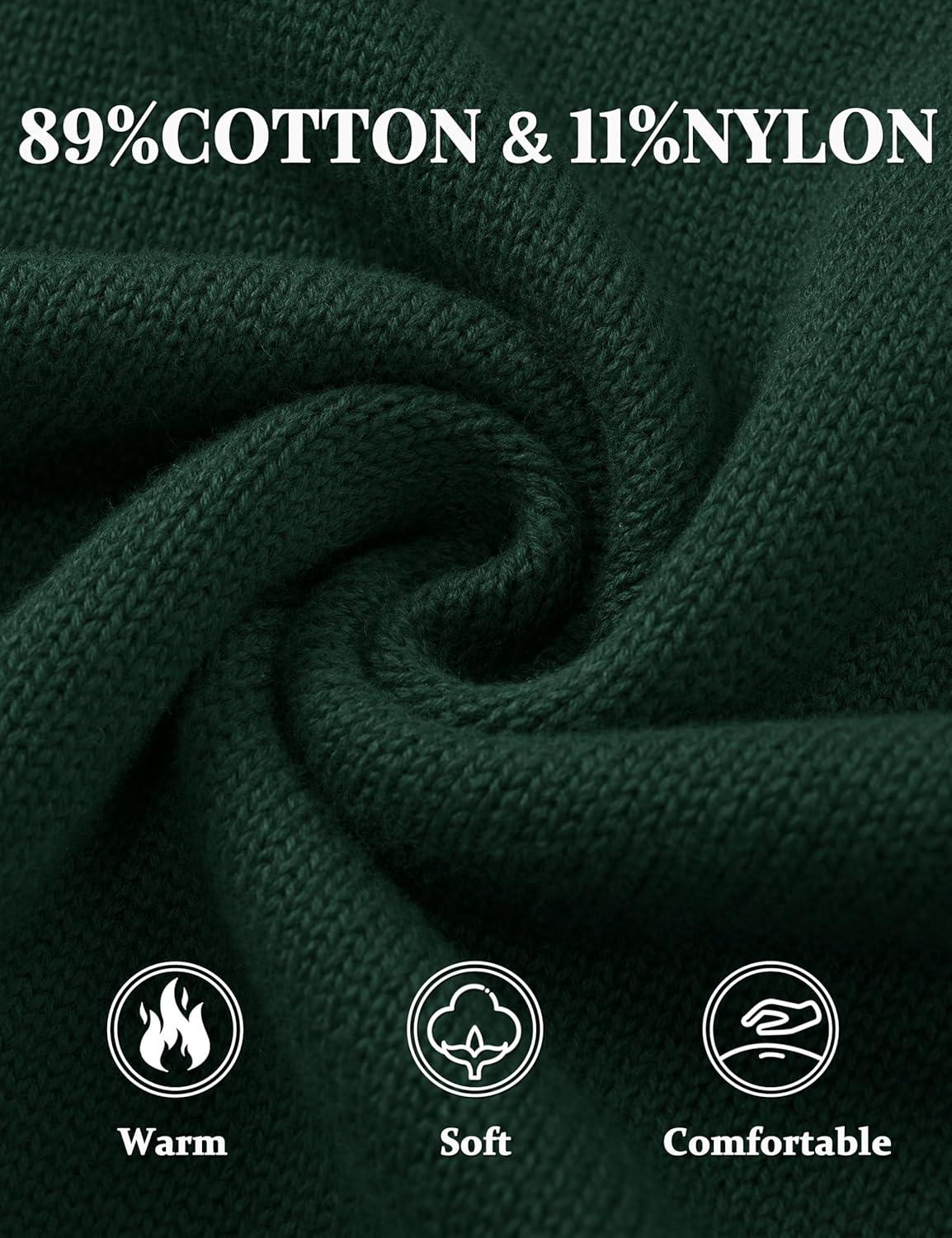 imageTACVASEN Mens 14 Zip Sweaters Cotton Casual Pullover Sweaters Knit Fall Winter SweatshirtsDark Green