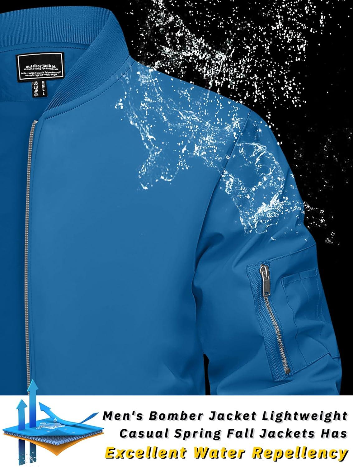 imageTACVASEN Mens Bomber Jacket Lightweight Casual Spring Fall Windbreaker Zip Up Coat with Pocket01 Blue Green