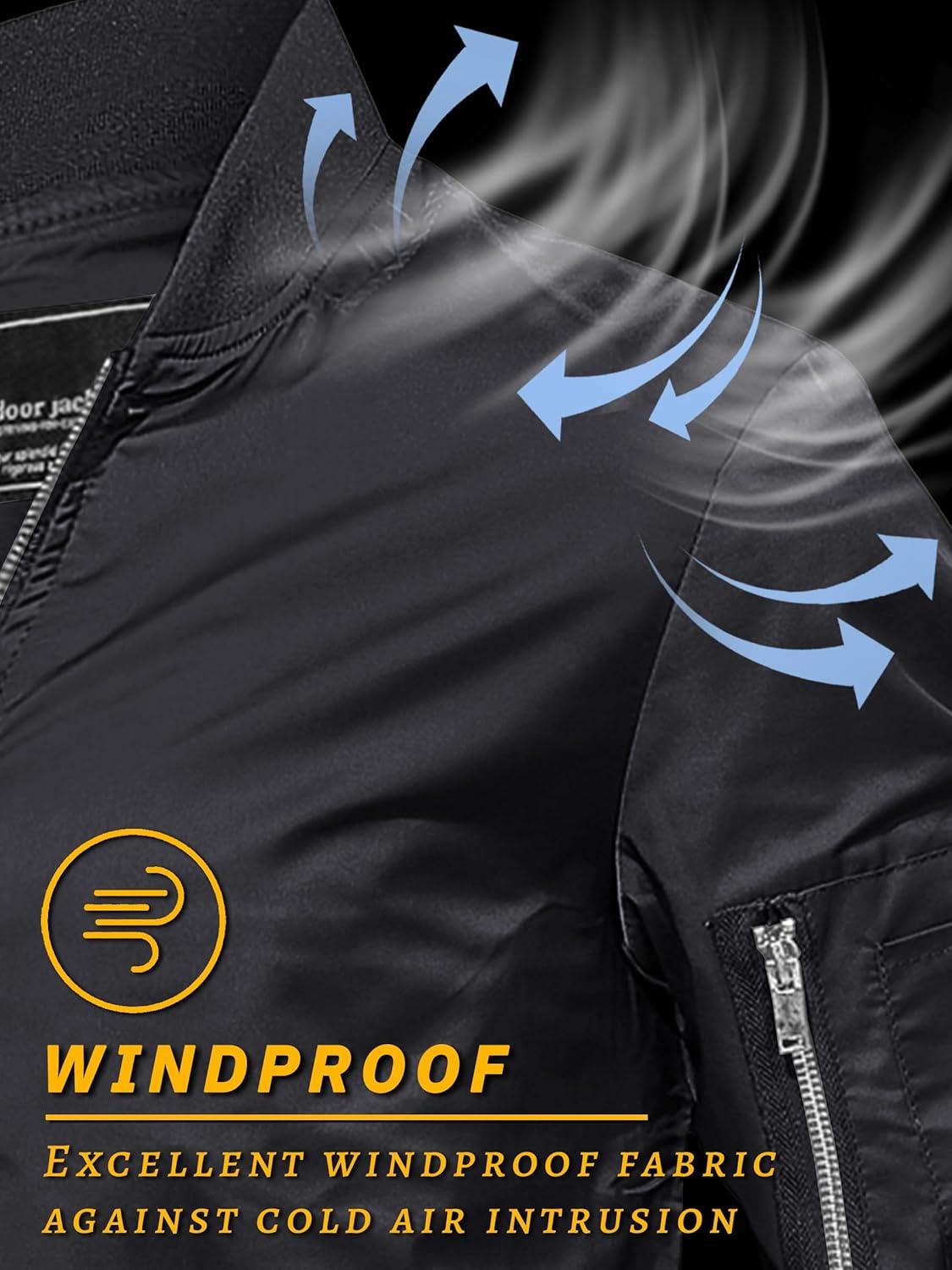 imageTACVASEN Mens Bomber Jacket Lightweight Casual Spring Fall Windbreaker Zip Up Coat with Pocket01 C Black