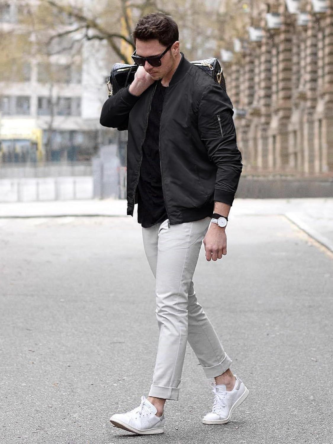 imageTACVASEN Mens Bomber Jacket Lightweight Casual Spring Fall Windbreaker Zip Up Coat with Pocket01 C Sea Blue