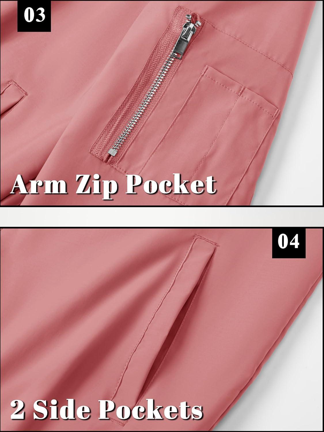 imageTACVASEN Mens Bomber Jacket Lightweight Casual Spring Fall Windbreaker Zip Up Coat with Pocket01 Grey Pink