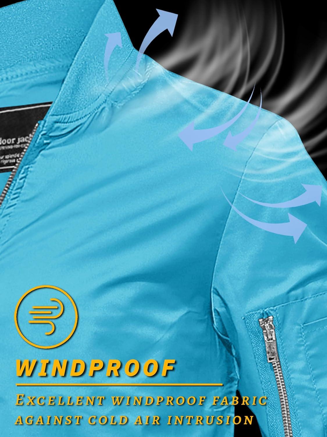 imageTACVASEN Mens Bomber Jacket Lightweight Casual Spring Fall Windbreaker Zip Up Coat with Pocket01 Ice Blue