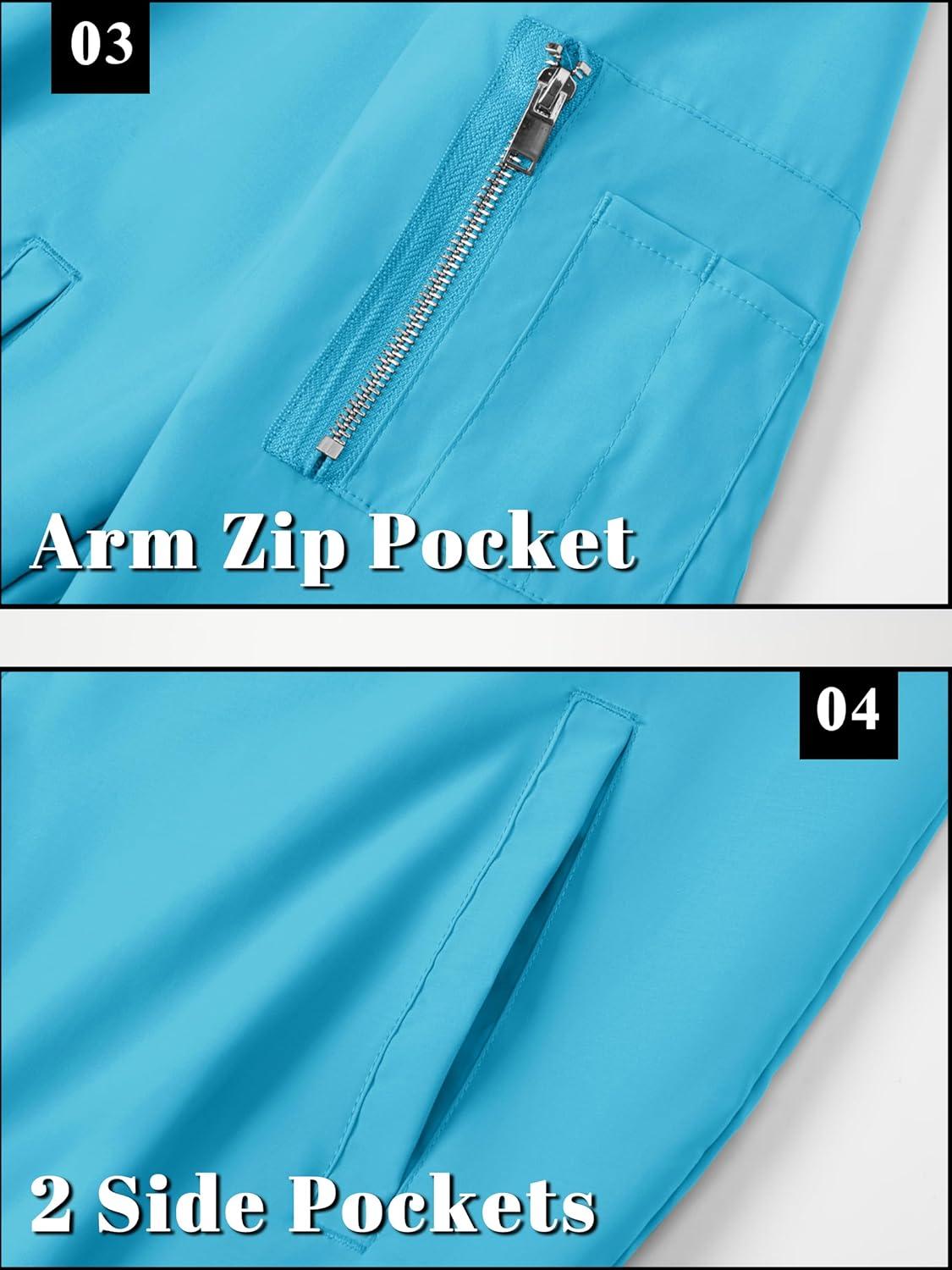 imageTACVASEN Mens Bomber Jacket Lightweight Casual Spring Fall Windbreaker Zip Up Coat with Pocket01 Ice Blue