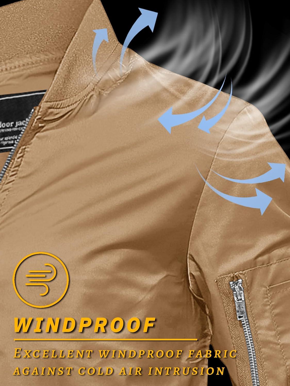 imageTACVASEN Mens Bomber Jacket Lightweight Casual Spring Fall Windbreaker Zip Up Coat with Pocket01 Khaki