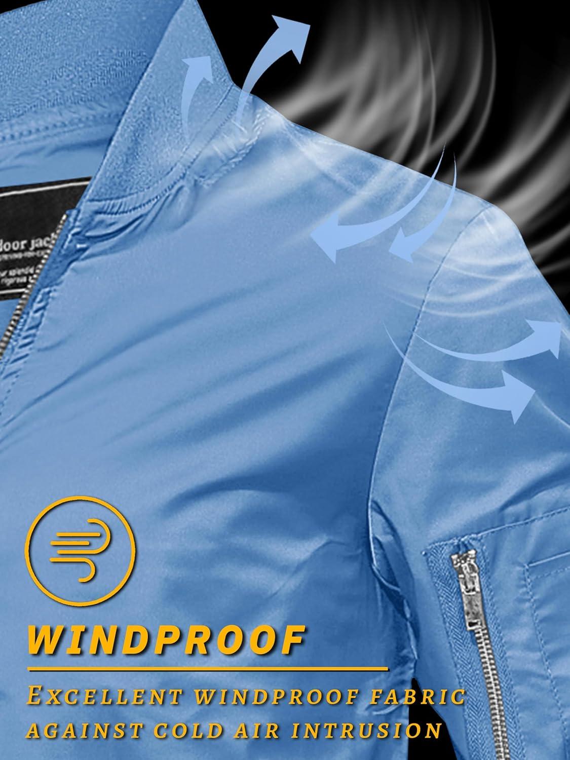 imageTACVASEN Mens Bomber Jacket Lightweight Casual Spring Fall Windbreaker Zip Up Coat with Pocket01 Light Blue