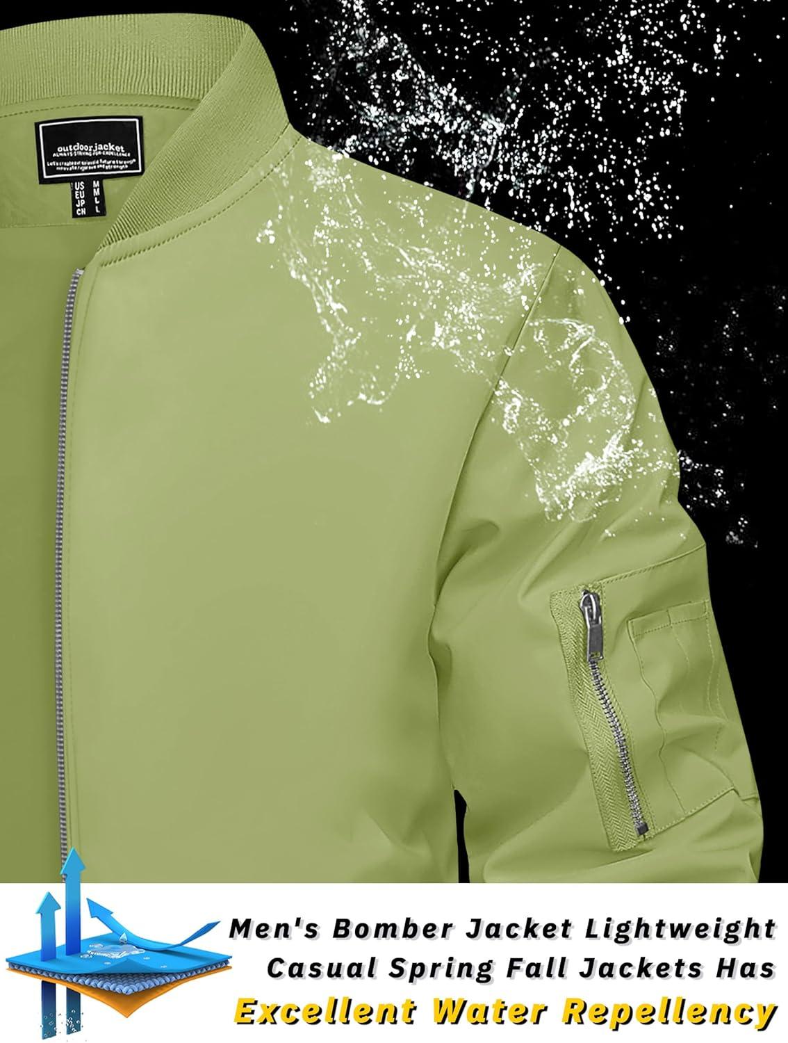 imageTACVASEN Mens Bomber Jacket Lightweight Casual Spring Fall Windbreaker Zip Up Coat with Pocket01 Olive Green